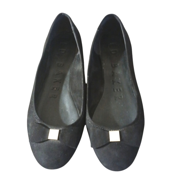 Ted Baker Black Micro Suede Ballet Flats Women's size 8.5 - Picture 2 of 10